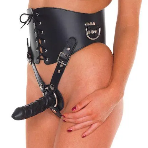 Female Sex Toys Rimba Leather Waist Corset With Strap On Dildo