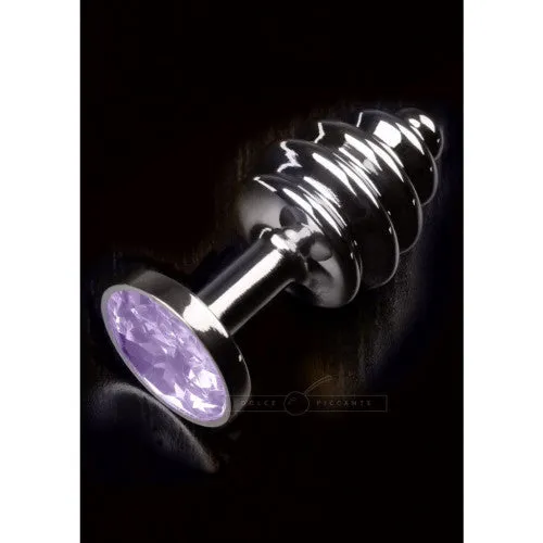 Male Sex Toys Dolce Piccante Small steel ribbed Plug with Purple Jewel Dolce Piccante Male Sex Toys Dolce Piccante Small steel ribbed Plug with Purple Jewel Dolce Piccante
