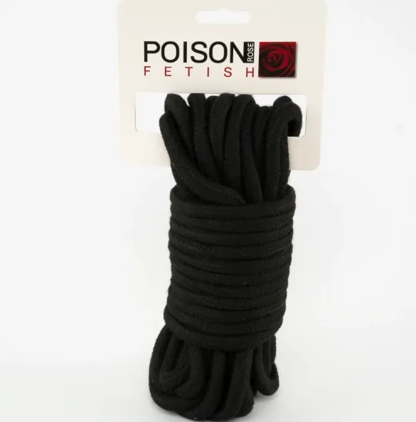 Poison Rose Soft Cotton Bondage Rope 5M Black Poison Rose Vibrators