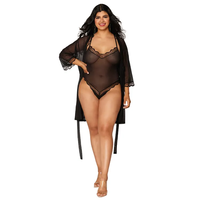 Dg Mesh Robe Strappyback Teddy Blk 1Xl Dreamgirl Internatio Vibrators
