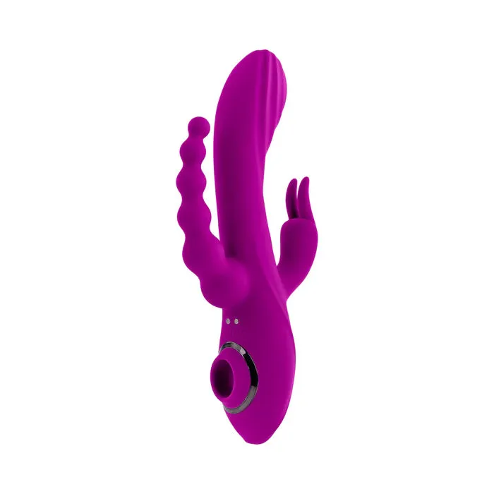 Evolved Novelties Evolved Fourgasm Triple Stim Vibe w Suction Purple Vibrators