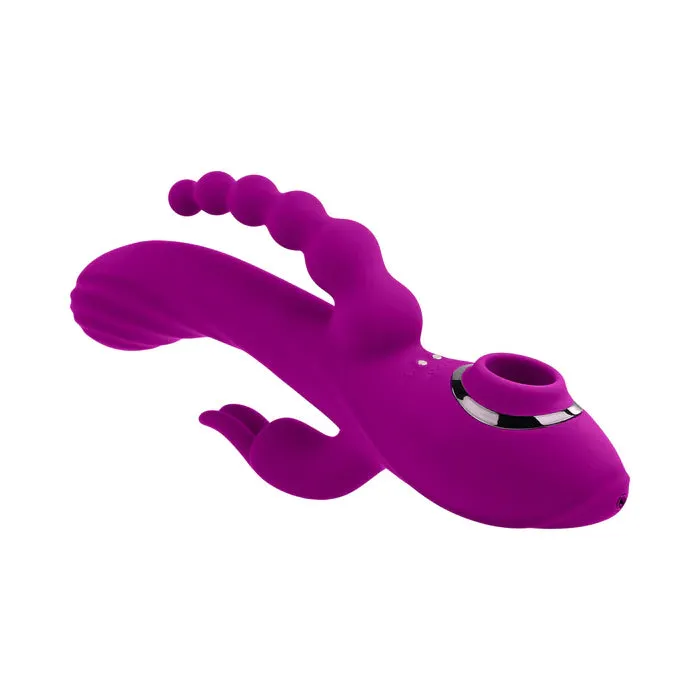 Evolved Novelties Evolved Fourgasm Triple Stim Vibe w Suction Purple Vibrators