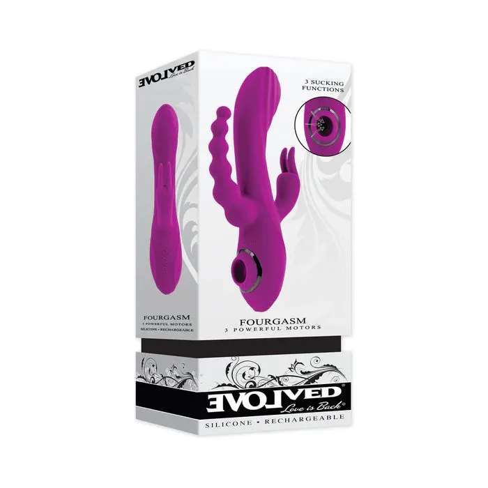 Evolved Novelties Evolved Fourgasm Triple Stim Vibe w Suction Purple Vibrators
