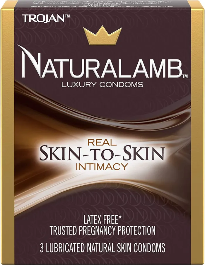 Vibrators Trojan Natural Lamb Lubricated Condoms 3 Condoms TROJAN