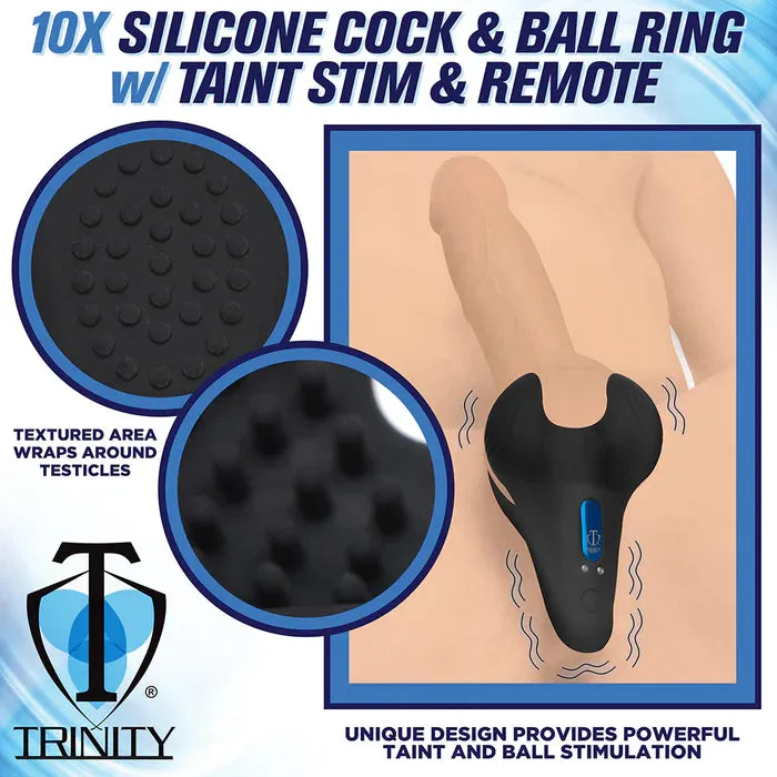 XR Brands 10X Cock Ball Ring w Taint Stim RC Male Sex Toys