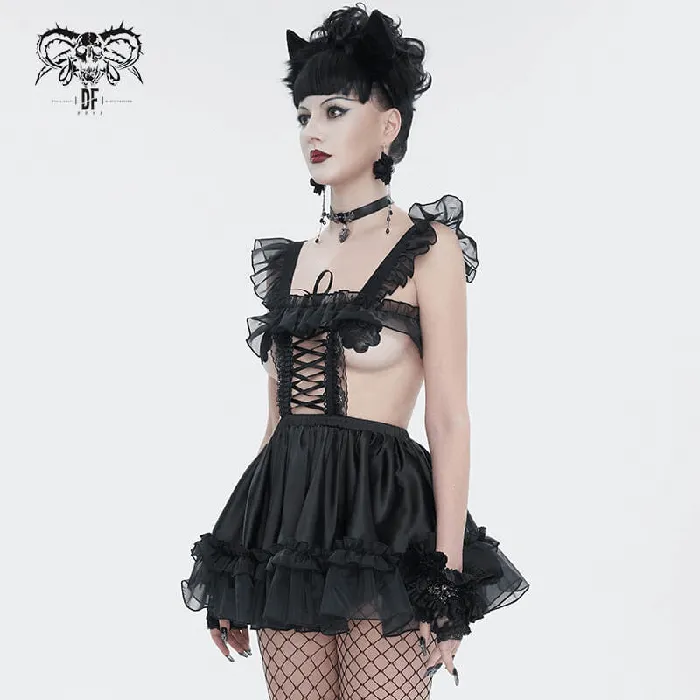 EVEs SECRETS Anal Seductive Hollow Out Lingerie Dress Black Gothic Dress