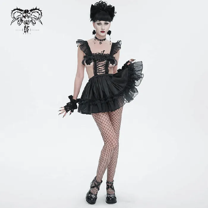 EVEs SECRETS Anal Seductive Hollow Out Lingerie Dress Black Gothic Dress