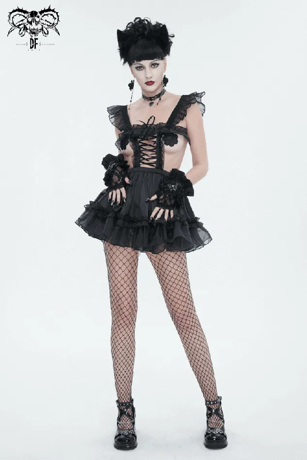 EVEs SECRETS Anal Seductive Hollow Out Lingerie Dress Black Gothic Dress