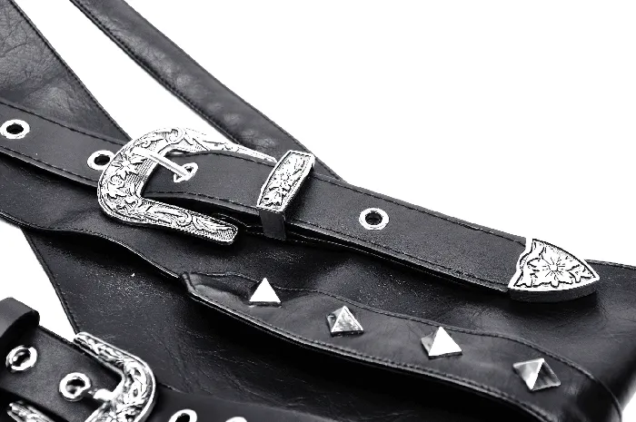 EVEs SECRETS Edgy Womens PU Leather Corset Belt with Silver Clasps Restraints