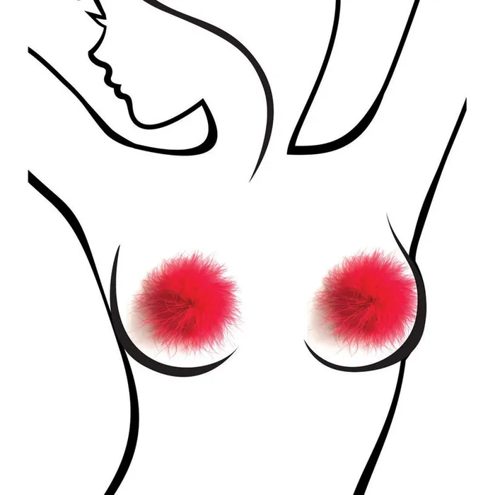 LITTLE GENIE Vibrators NIPPLE PASTIES FLUFFY RED