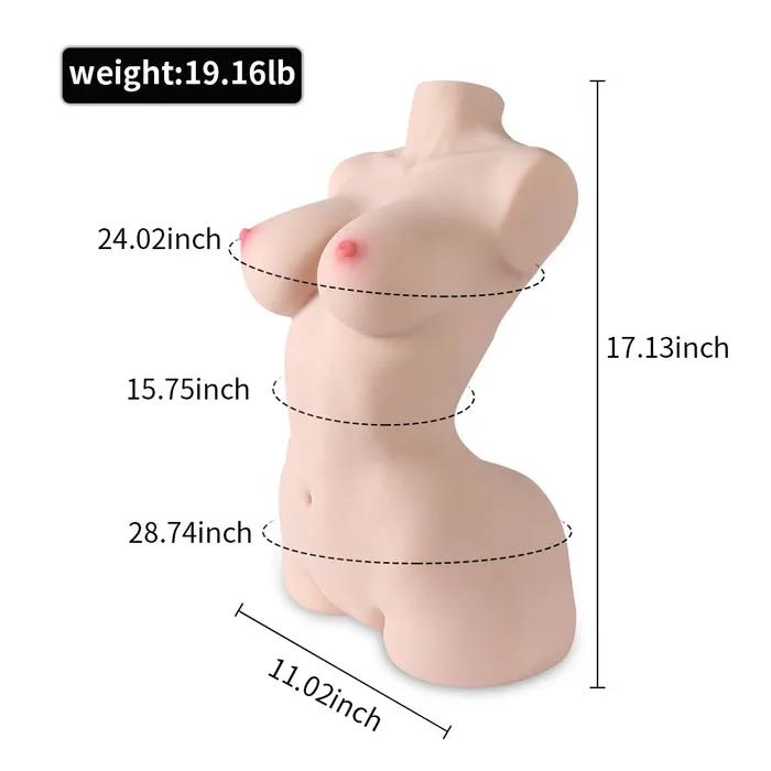 Amwama Male Sex Toys 1916 LB Sex Doll Torso 3 in 1 Realistic Big Boobs Tight Vaginal Anal for Men