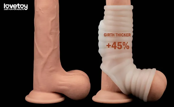 LOVETOY Male Sex Toys Vibrating Wave Knights Ring with Scrotum Sleeve