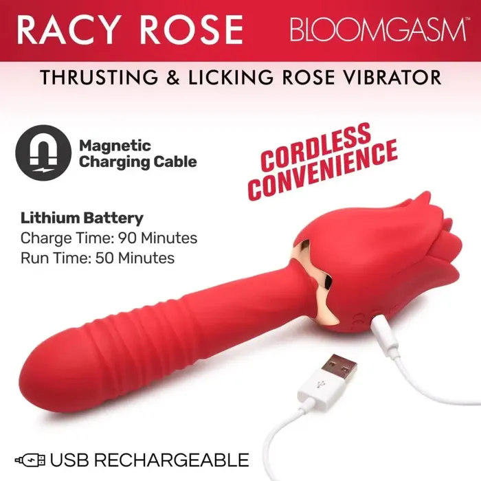 Bloomgasm Vibrators Bloomgasm Racy Rose Thrusting And Licking Rose Vibrator