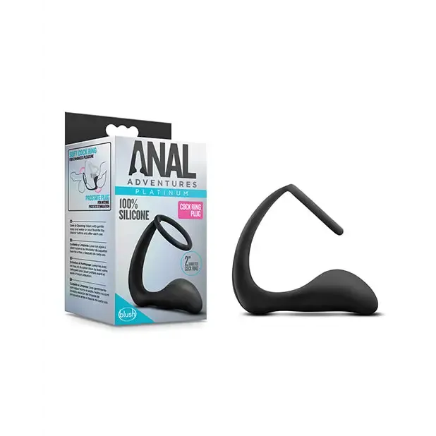 Blush Anal Adventures Platinum Silicone Cock Ring Plug Blush Male Sex Toys Blush Anal Adventures Platinum Silicone Cock Ring Plug Blush Male Sex Toys