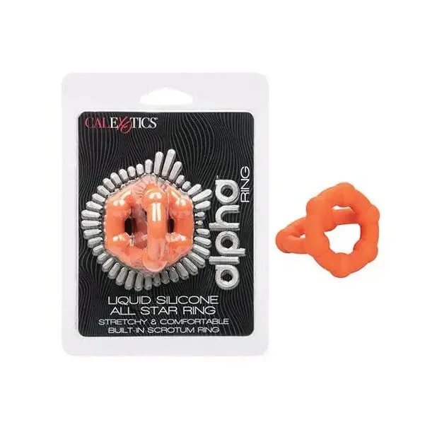 CalExotics Male Sex Toys Alpha Liquid Silicone All Star Ring Orange