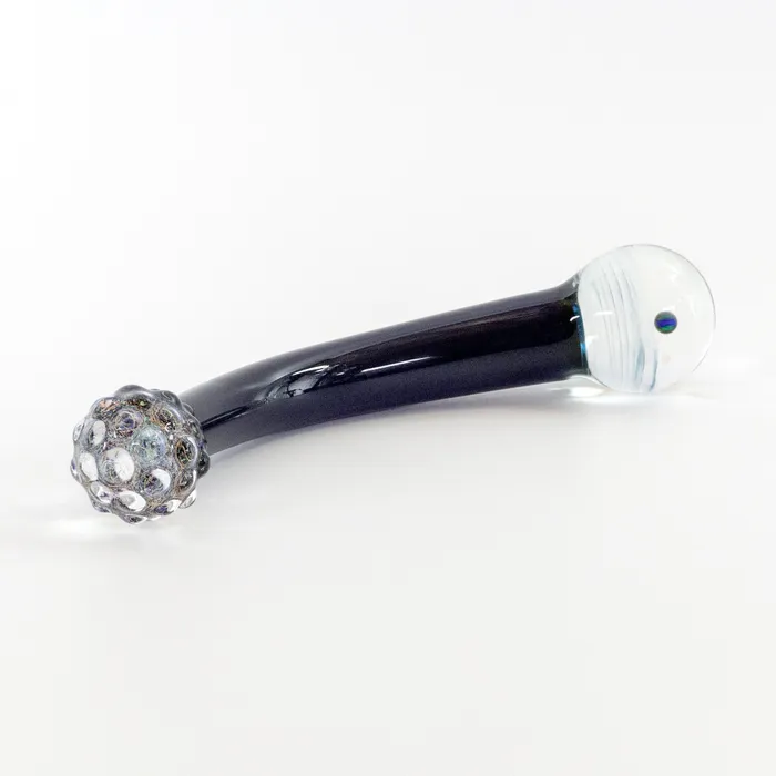 Crystal Delights Vibrators Galaxy Cobalt Curve with Galaxy Marble