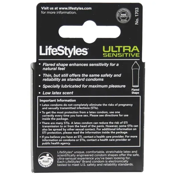 LifeStyles Male Sex Toys LifeStyles Ultra Sensative Condoms 3 pack LifeStyles Male Sex Toys LifeStyles Ultra Sensative Condoms 3 pack