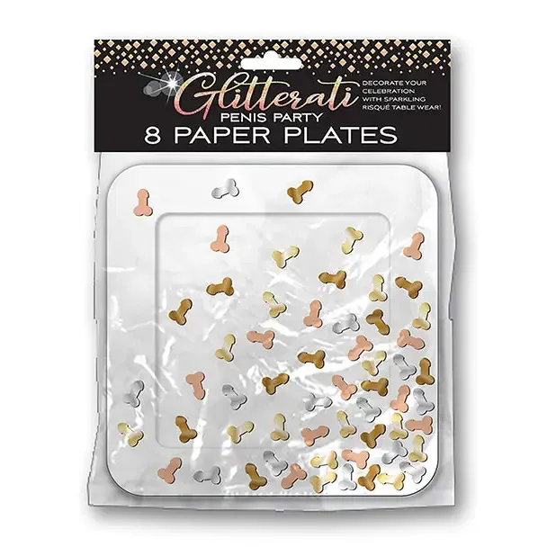 Male Sex Toys Glitterati Penis Party Paper Plates 8Pack Little Genie