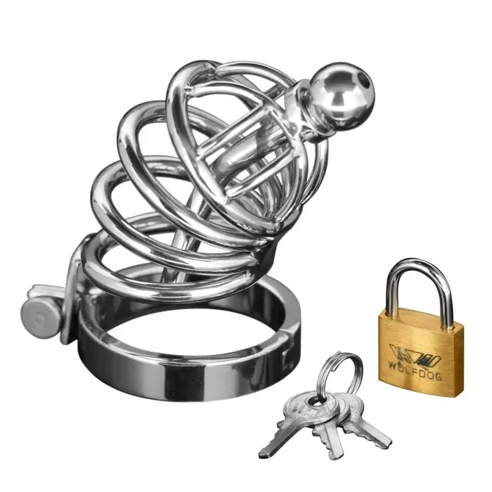 Male Sex Toys Master Series Asylum Ring Locking Chastity Cage
