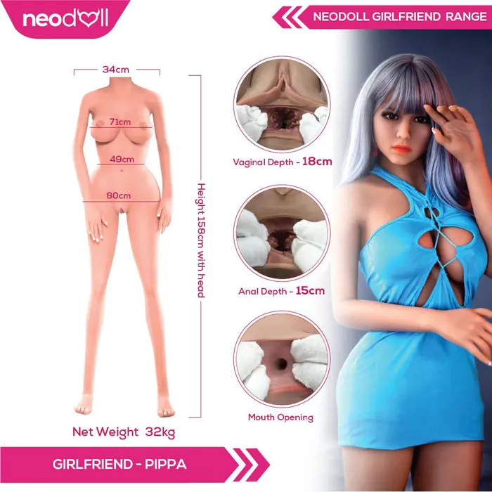 Neodoll Male Sex Toys Neodoll Girlfriend Pippa Realistic Sex Doll Gel Breast 158cm Tan