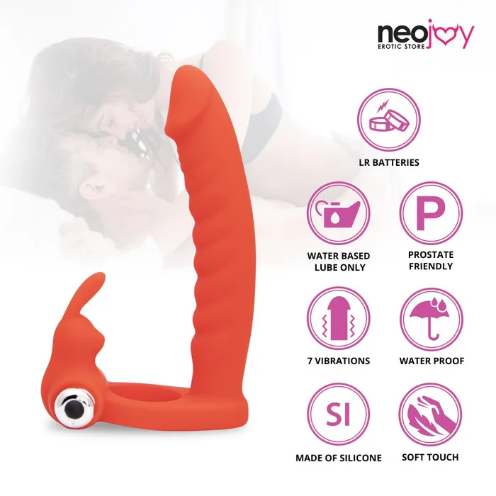 Neojoy Vibrators Neojoy Rabbit Shaft Ring Silicone 145cm Red
