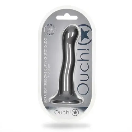 SHOTS AMERICA Dildos Shots Ouch Ultra Soft Silicone 7 in Curvy GSpot Dildo Gunmetal SHOTS AMERICA Dildos Shots Ouch Ultra Soft Silicone 7 in Curvy GSpot Dildo Gunmetal