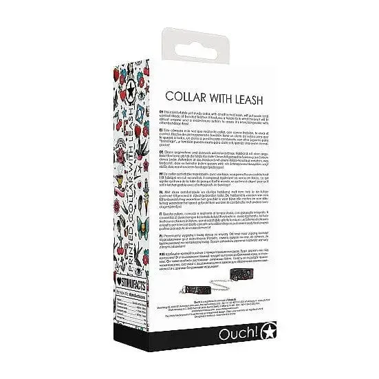 SHOTS AMERICA Ouch Collar with Leash Old School Tattoo Printed Design Couples
