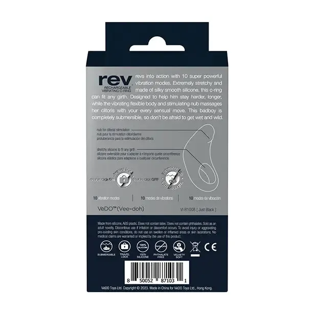 VDO Vibrators VeDO Rev Rechargeable Vibrating CRing Purple