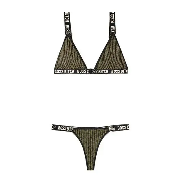 Vibes Boss Bitch Bralette Thong Panty Fantasy Lingerie Female Sex Toys