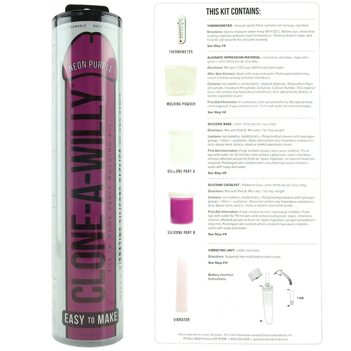 Vibrators Empire Labs CloneAWilly Vibrator Kit in Neon Purple