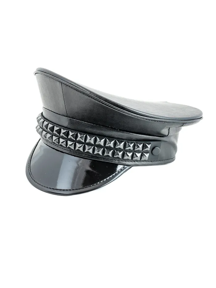 Vibrators HonourSkintwocom Leatherette Pyramid Studded Captains Hat