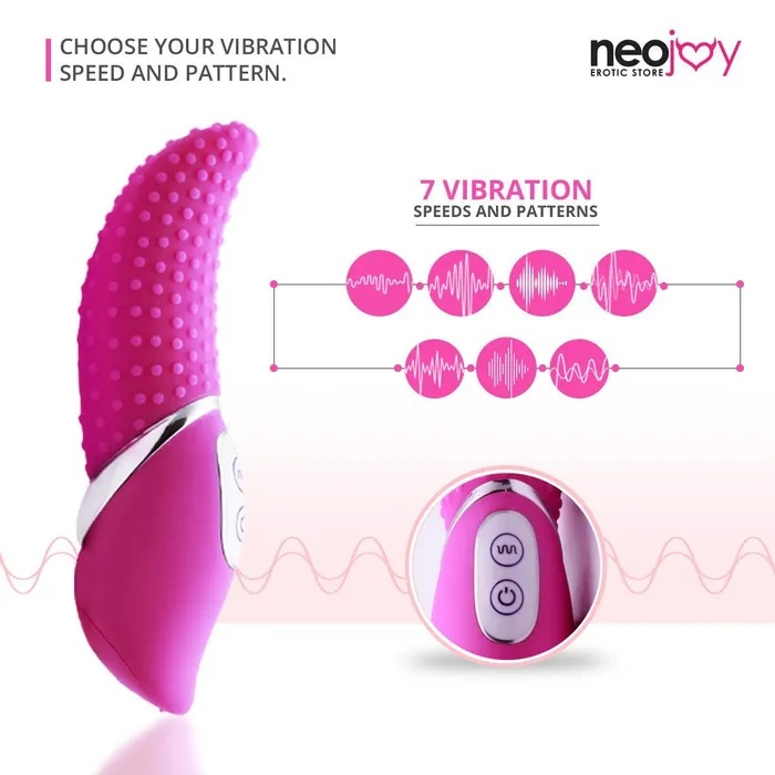 Vibrators Neojoy Tongue Vibe Silicone Clitoral Vibrator 7Speed Functions Pink Neojoy
