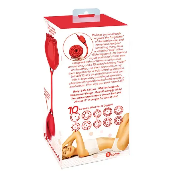 Vibrators Wild Rose Bullet Vibrator Red Icon Brands INC Vibrators Wild Rose Bullet Vibrator Red Icon Brands INC