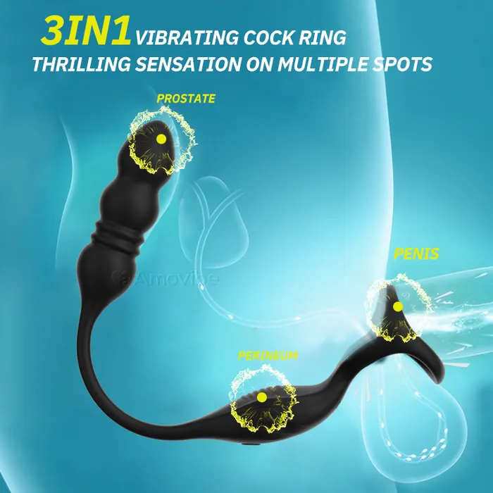 Amovibe Male Sex Toys Remote Anal Thrusting Prostate Massager with 10 Vibrating Function Amovibe Male Sex Toys Remote Anal Thrusting Prostate Massager with 10 Vibrating Function