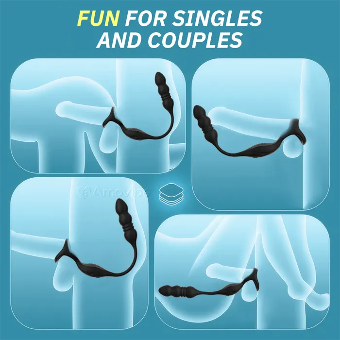 Amovibe Male Sex Toys Remote Anal Thrusting Prostate Massager with 10 Vibrating Function Amovibe Male Sex Toys Remote Anal Thrusting Prostate Massager with 10 Vibrating Function