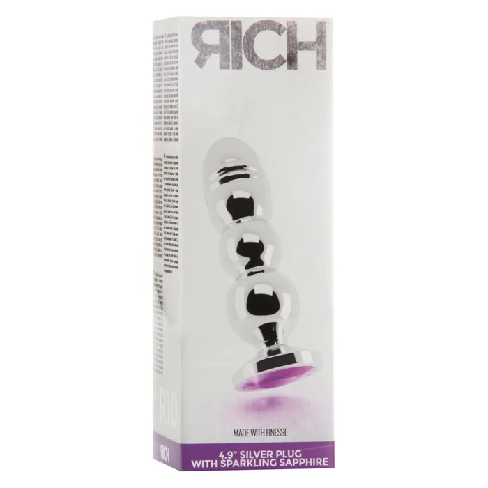 Anal Shots Toys Shots Rich R10 Metal Butt Plug 49 Inch Sparkling Sapphire Silver