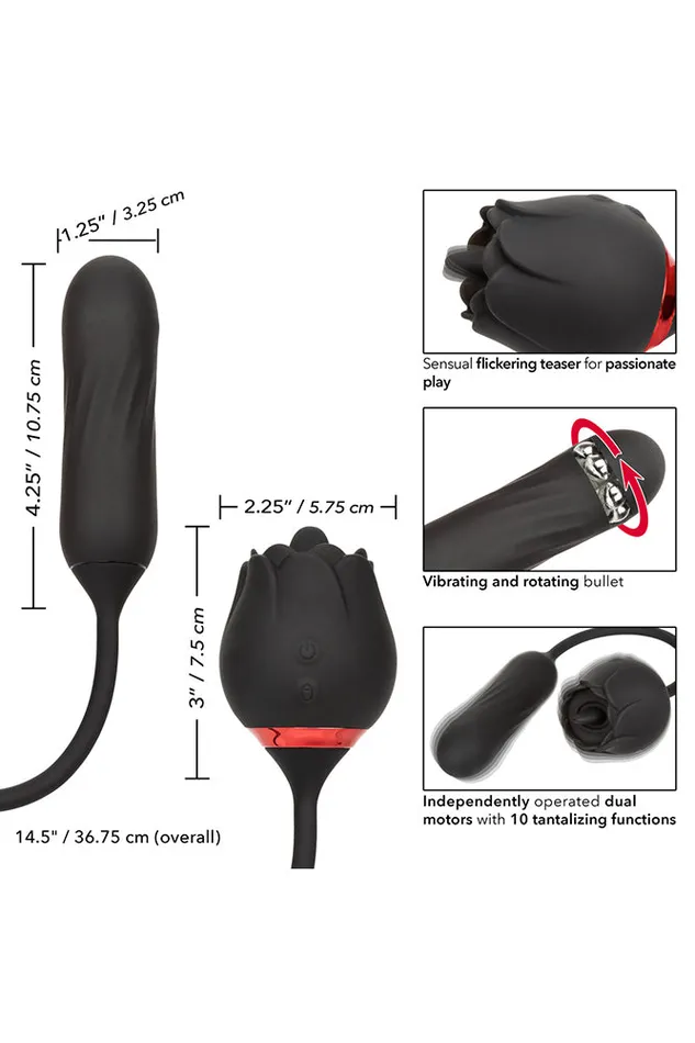 Cal Exotics Cal Exotics French Kiss Elite Lover Flickering and Rotating Vibrator Black Vibrators