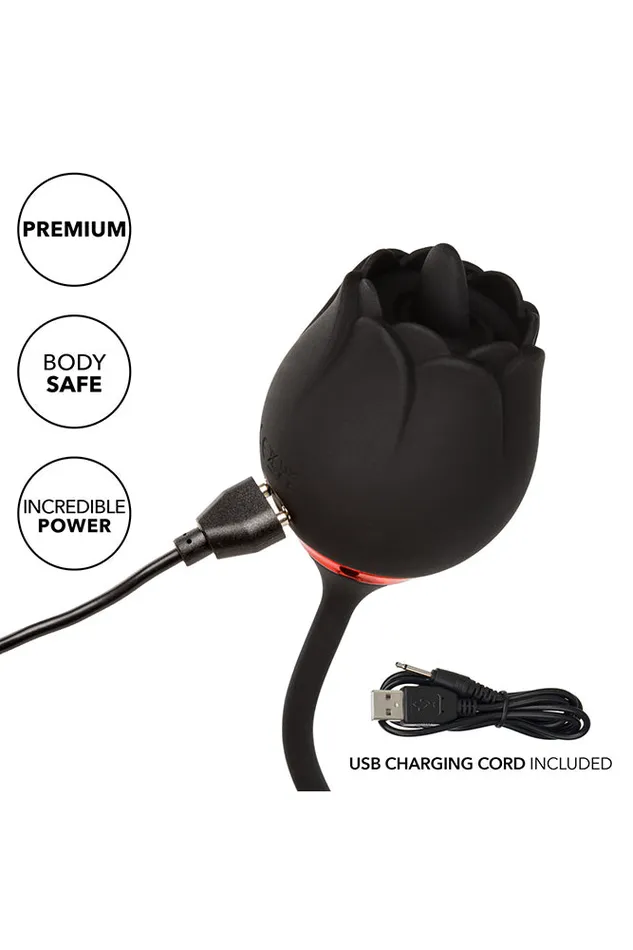 Cal Exotics Cal Exotics French Kiss Elite Lover Flickering and Rotating Vibrator Black Vibrators