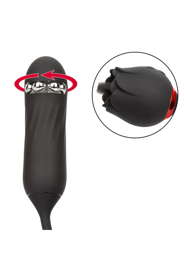 Cal Exotics Cal Exotics French Kiss Elite Lover Flickering and Rotating Vibrator Black Vibrators