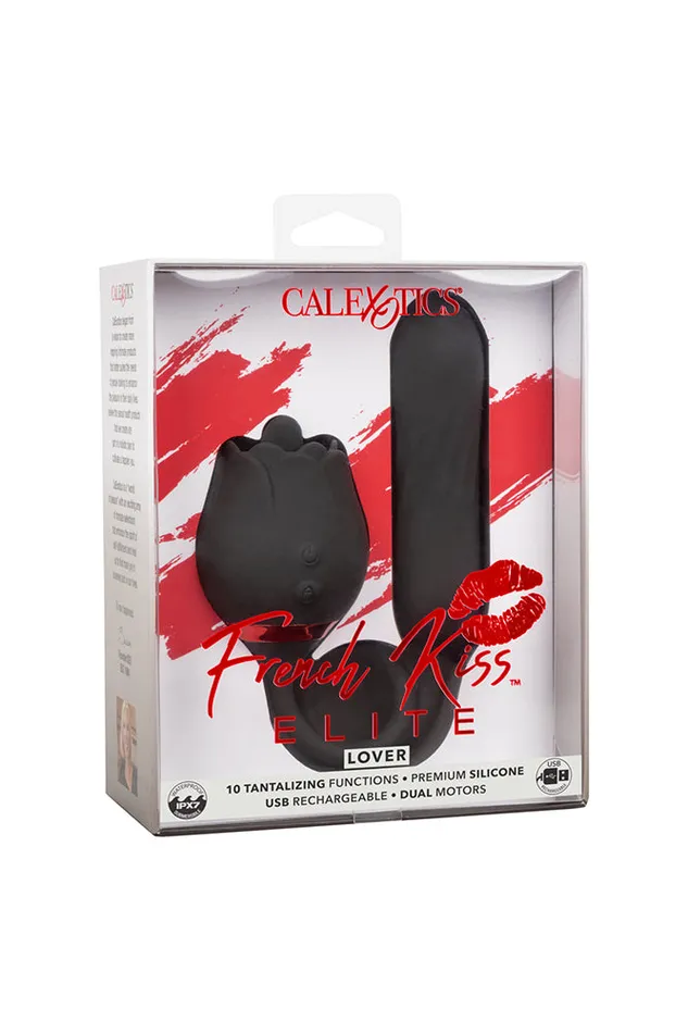 Cal Exotics Cal Exotics French Kiss Elite Lover Flickering and Rotating Vibrator Black Vibrators
