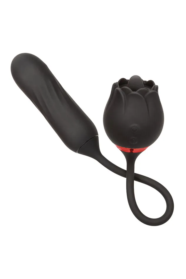 Cal Exotics Cal Exotics French Kiss Elite Lover Flickering and Rotating Vibrator Black Vibrators