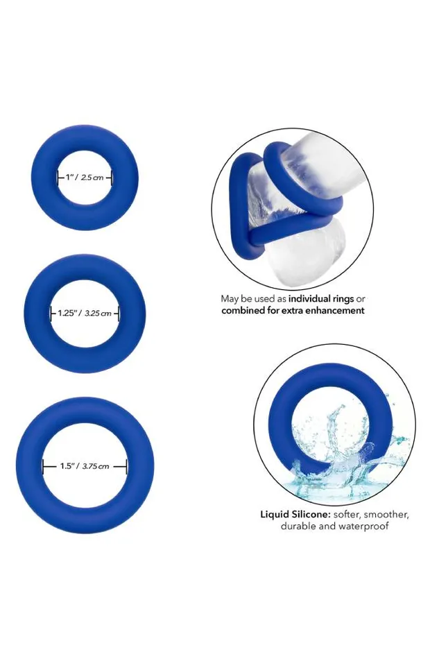 Cal Exotics Male Sex Toys Cal Exotics Admiral Universal Cock Ring Set Blue