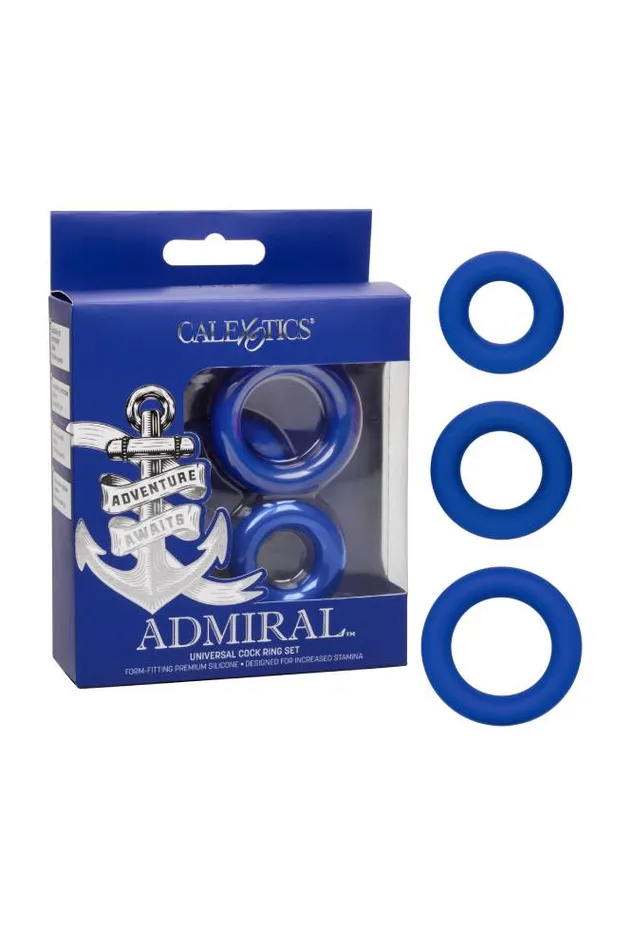 Cal Exotics Male Sex Toys Cal Exotics Admiral Universal Cock Ring Set Blue