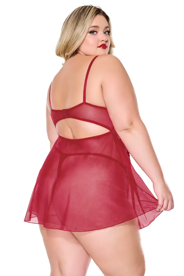 Coquette Vibrators Coquette 24306 PLUS Babydoll Thong Red