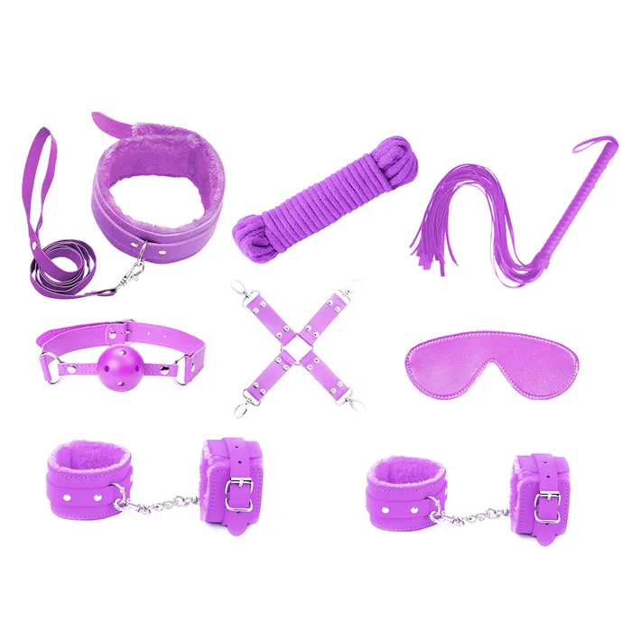 Love In Leather 9 Piece Bondage Kit Purple LOVE IN LEATHER Couples