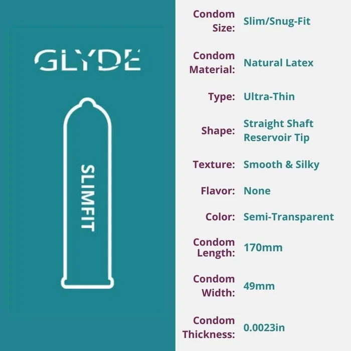 Male Sex Toys Glyde Glyde SlimFit Small Size Condoms