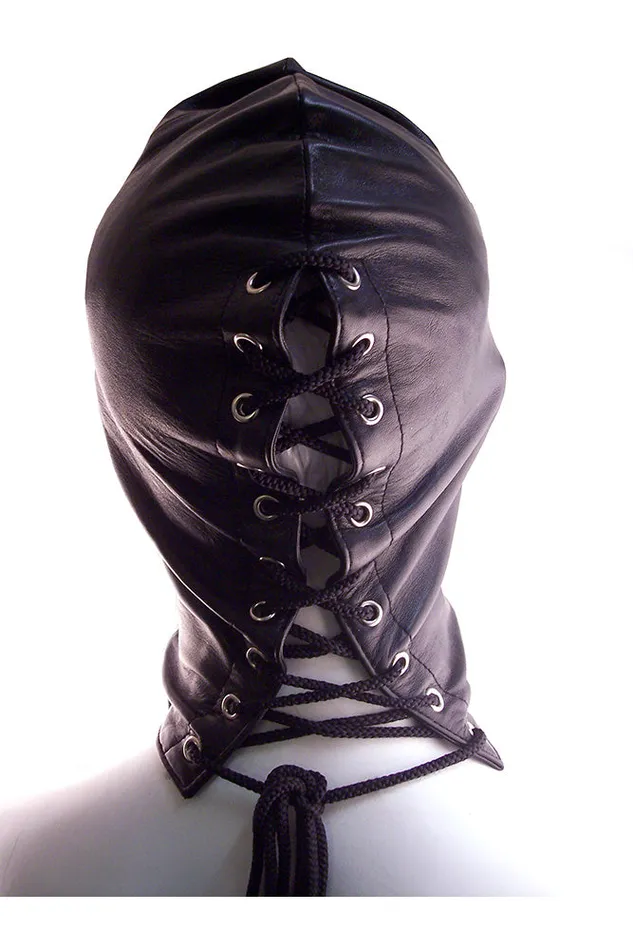 Rouge Garments Restraints Rouge Garments Leather Mask with Lace up Back Black