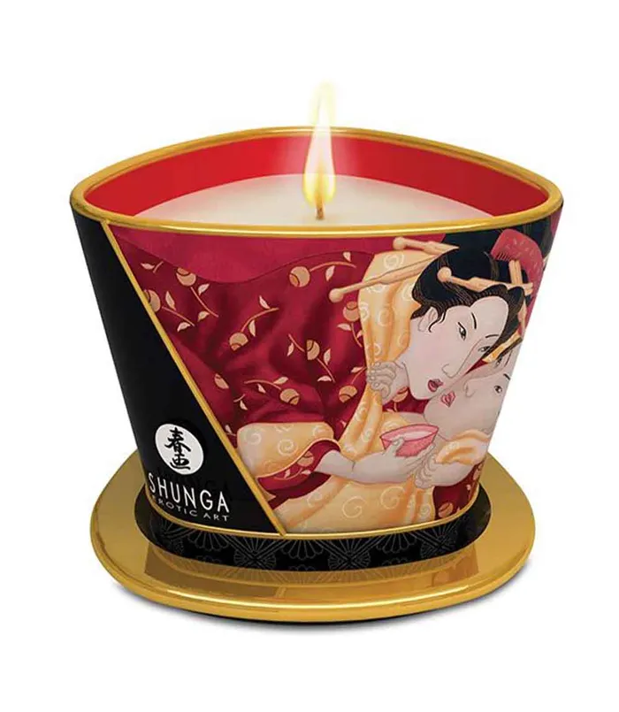 Shunga Couples Shunga Romance Massage Candle Strawberry Wine