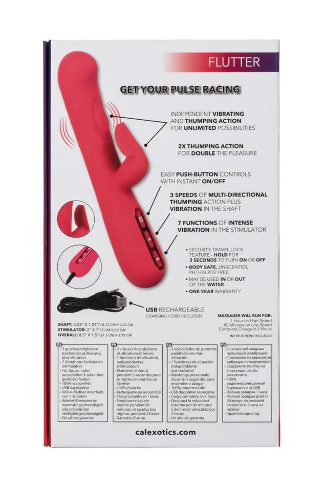 Vibrators Cal Exotics Cal Exotics Throb Flutter Dual Vibrator Pink