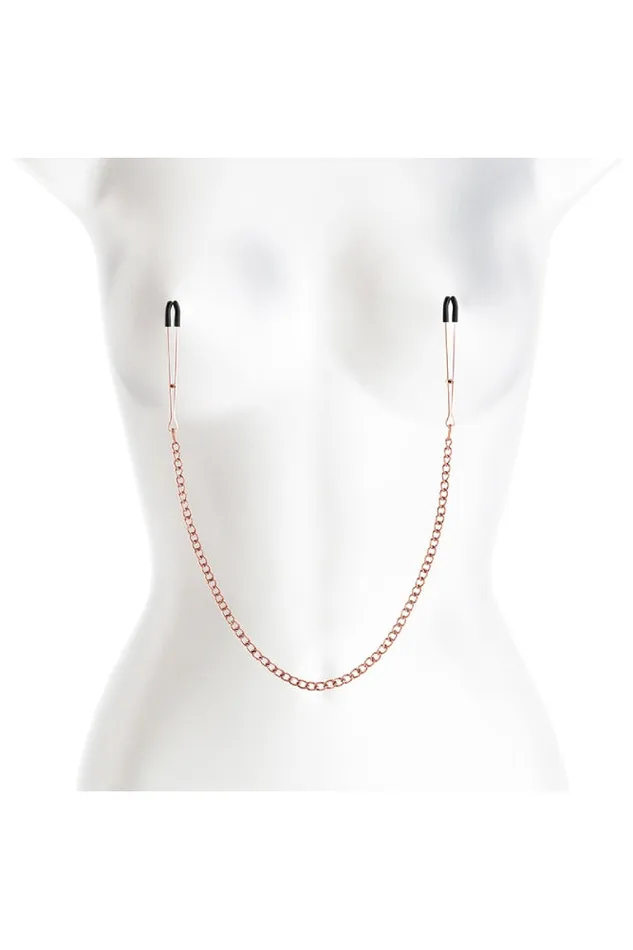 Vibrators NS NOVELTIES NS Novelties Bound Thin Chain Tweezer Nipple Clamps Rose Gold